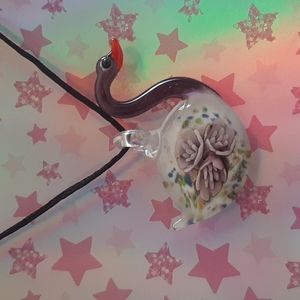 Morano Glass Swan Necklace New